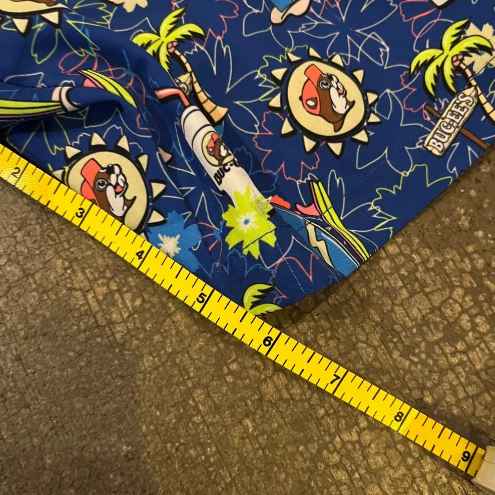Buc-ees Swim Trunks Mens XL Blue Tropical‎ Beaver Surf Board Shorts Drawstring